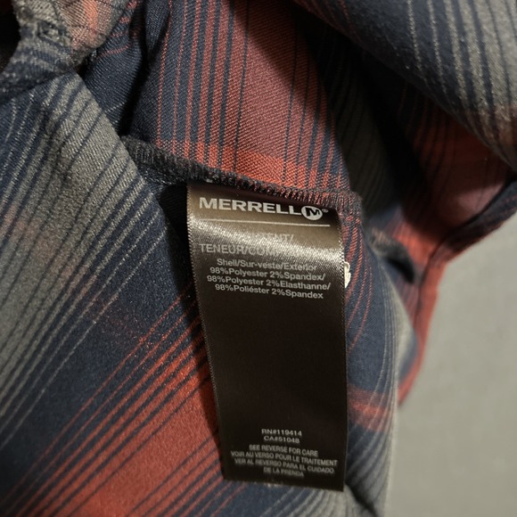 Merrell Select Wick Plaid Performance Flannel Long Sleeve Button Shirt Men Small - Picture 5 of 9